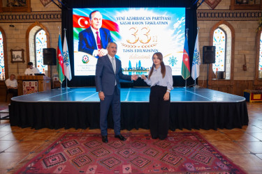 Yeni Azərbaycan Partiyası Xəzər rayon təşkilatının təsis edilməsinin 33-cü ildönümü münasibətilə tədbir keçirilib