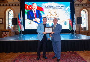Yeni Azərbaycan Partiyası Xəzər rayon təşkilatının təsis edilməsinin 33-cü ildönümü münasibətilə tədbir keçirilib