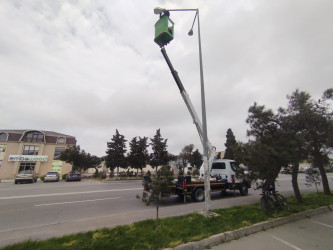 Xəzər rayonunda küçə işıqlandırma sistemlərinin yenilənməsi işləri davam etdirilir