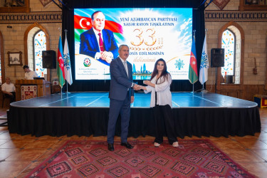 Yeni Azərbaycan Partiyası Xəzər rayon təşkilatının təsis edilməsinin 33-cü ildönümü münasibətilə tədbir keçirilib