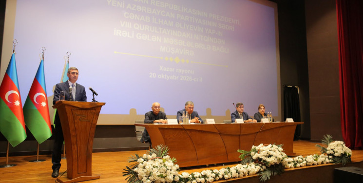 Xəzər rayonunda Azərbaycan Respublikasının Prezidenti cənab İlham Əliyevin Yeni Azərbaycan Partiyasının VIII Qurultayındakı nitqindən irəli gələn vəzifələrin icrası ilə bağlı müşavirə keçirilib